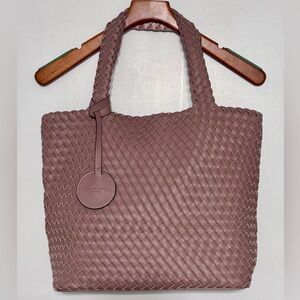 Ilse Jacobsen Reversible Vegan Leather Tote Bag in Metallic Rose/Crystal